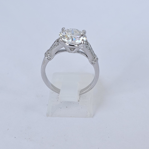 Certified GRA 3 Carat Moissanite Ring in 18k over Sterling Silver Sz 7! New! - Picture 6 of 11